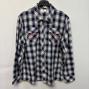 True Religion Men Long Sleeve Button Western Shirt Top Size 3XL Plaid D018 -22